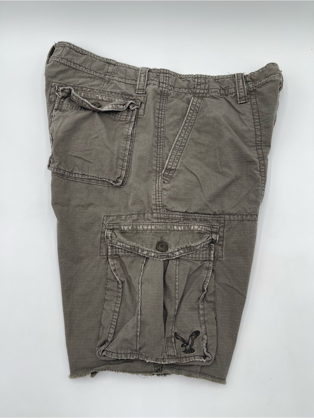 Y2K American Eagle Cargo Shorts Men's Size 34 Olive Green Regular Casual Cotton - Picture 7 of 12